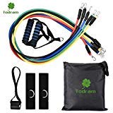 Todram 11pc Resistance Band Set - 5 Stackable Exercise Loop Bands Training Tube Set For Fitness Resistance Weights Exercise Gyms Workout Yoga with Door Anchor, Handles,Legs Ankle Straps, Carrying Case