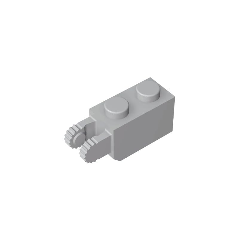 Gobricks GDS-827 Hinge Brick 1 x 2 Locking with 2 Fingers Vertical End, 9 Teeth 10PCS Compatible with Lego Toy 30365 54671 Components for Major Brick Brands Color:Light Bluish Gray 194