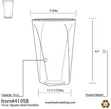 Savvi Serve Pack of 40 Crystal Clear Elegant Plastic Party Tumblers / Reusable Plastic Cups - Square Bottom - 10oz (280ml)