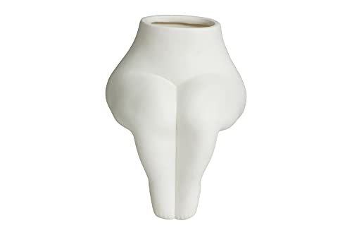 Nordal Vase Avaji en forme de figurine féminine assise en céramique blanc 20 x 16 cm