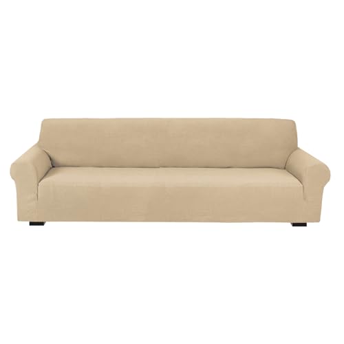 Fabienne High Stretch Sofa Cover Soft Brushed Fabric Couch Cover Exquisitely Full Coverage Furniture Protector Slipcover Fits on Standard and Recliner Sofa (Cream, 4 Seater 235-300cm)
