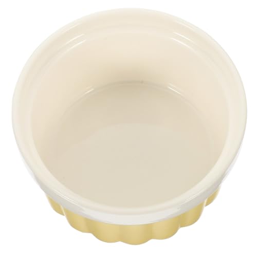 CLISPEED 1 Pieza Tazón De Pudín Horneando Bol Esmalte Servicio Redondo Platos De Crema Brulée Bochas Postre Disgranos Para Hornear Tazón Para Servir Comida Cuenco De Cocina Yellow Cerámica