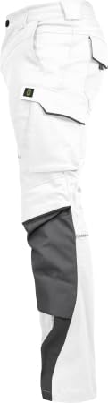 Leibwächter Flex-line Arbeitshose Herren – weiß/grau – Gr. 50 – Bequeme Workwear mit Elastan (Spandex) – 60°C waschbar & trocknergeeignet – erhöhte Reißfestigkeit – für verschiedenste Berufe