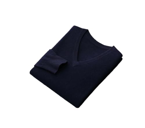 Men's V-Neck Pullover Solid Color Wool Knitted Sweater Casual Long Sleeve Sweater