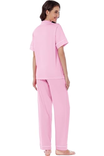 Image of LUBOT 100% Cotton Pajamas for Women Pajama Set Soft 2 Piece Sleepwear PJ Set Long Sleeve Button Knit Cozy Loungewear XS-XXL