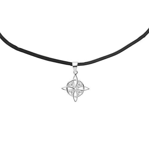 Collier amulette en argent sterling 925 authentique et pendentif nœud de sorcière épuré