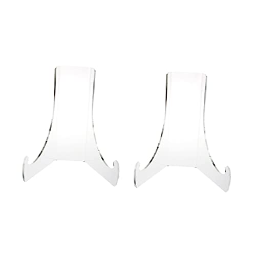 OUNONA Elegant Acrylic Display Stand 2pcs Plate Dish Rack Desktop Display Rack for Tea Cakes Collector Plates