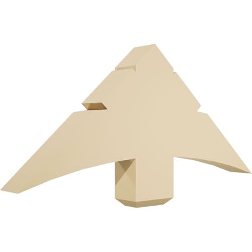 36"W x 16 1/2"H x 4"D x 6"F, 11/12 Pitch, Alberta Signature Urethane Gable Bracket, Primed Tan