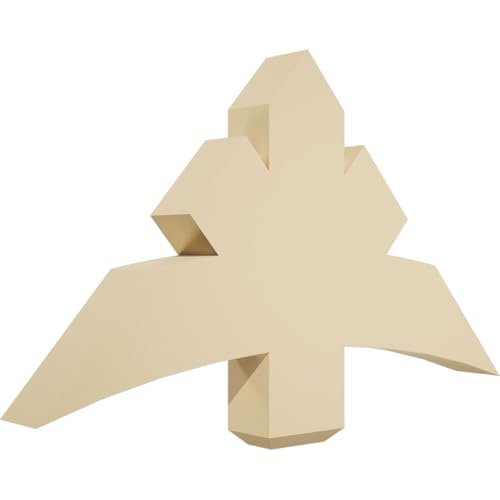 36"W x 21"H x 4"D x 6"F, 14/12 Pitch, Alberta Signature Urethane Gable Bracket, Primed Tan