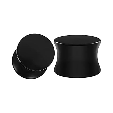 Mesnt Black Acrylic Double Flare Ear Plugs Cover