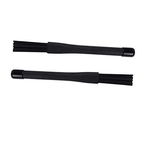 Yardwe 1 Pair Retractable Nylon Drum Brushes for Jazz and Drum Kits Durable and Flexible for Beginner and Professional Musicians Black