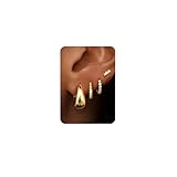 Morfetto 4 Pares Pendientes Acero Inoxidable para Mujer Hipoalergenicos Pequeños Piercing Chapados en Oro Piercing Oreja Tragus Helix Aro para Hombre Singularu Pendientes para Mujer Oro