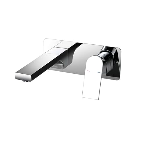 ASBEQUZBE Grifo Monomando para Lavabo de baño, 2 Orificios para grifería, montado en la Pared, para Agua fría y Caliente, de latón, Cromado Stabilize