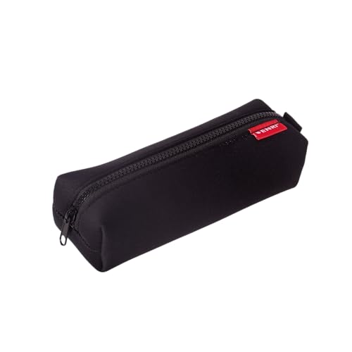 Enri, Unisex Neoprene School Pencil Case, Large Square, 20 x 7 x 5 cm, Black