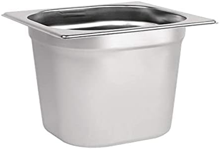 Vogue K991 Stainless Steel 1/6 Gastronorm Pan 100mm Deep Food Container Storage, Silver