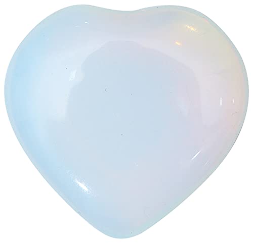 Crocon Opalite Gemstone Heart Hand Carved Puff Stones Set Pocket Crystals Healing Tumble Collection Palm Worry Pocket Stone Good Luck Charm Gift Craft Home Decor Size: 2-2.5 inch