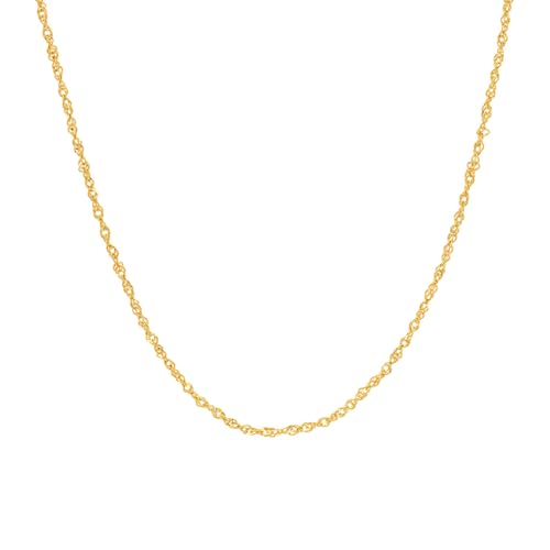 JEWELHEART Sparkle 14K Solid Gold Singapore Chain – Dainty Diamond-Cut Twisted Link Chain Necklace 1mm 1.2mm 1.4mm – Elegant Yellow Real Gold Pendant Necklace for Women – 16