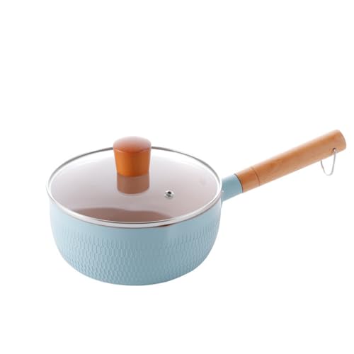 片手鍋 アルミ合金片手鍋 18cm 20cm 22cm ガラス蓋付 耐久性高いソースパン 麦飯石 焦げ付かないフライ 味噌汁 鍋 お手入れ簡単 オール熱源対 応 パン ミルク焦げ付かないフライパン キッチン用品 家庭用鍋 一人鍋 煮物 揚げ物 (ブルー,2