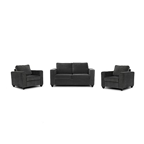 Image of Wakefit Sofa Set | 3 Year Warranty | Sofa 4 Seater, 4 Seater Sofa for Living Room, Wooden Sofa Set, Sofa Set 2+1+1 Seater - Napper(Malphino : Smoke Grey)