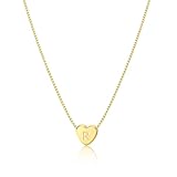 MIDEEO Initial Heart Necklaces for Women, Dainty Gold Letter Necklace 14k Gold Plated Personalized Heart Initial Pendant Necklace Monogram Cute Letter Name Choker Necklaces Christmas Gift for Women