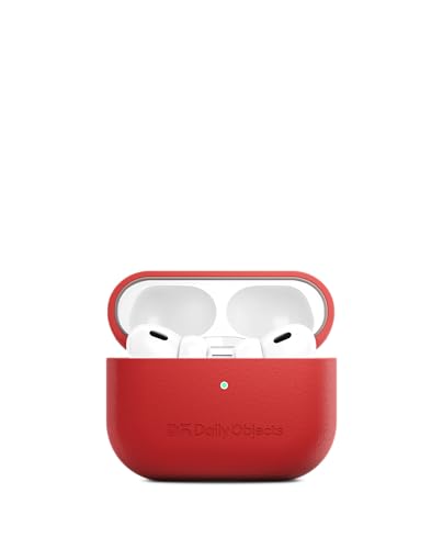 Image of Dailyobject Leatherite AirPods Case Cover Compatible with Apple Airpods Pro 2 | Durable Leatherite Material | Shock Resistant & Lightweight | Compatible Wireless Charging | Stylish Design - (Crimson)