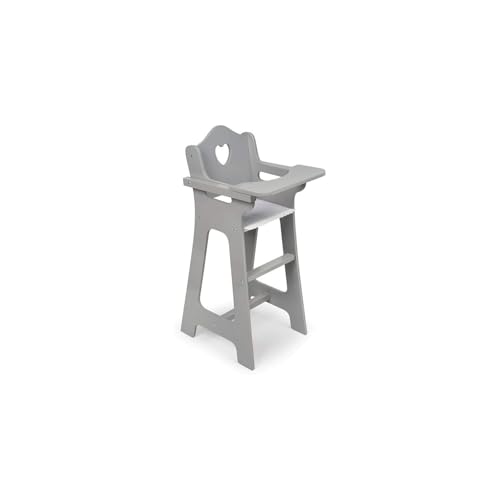 HomeStock Handcrafted Haven Doll High Chair - Executive Gray, Sturdy Metal Frame with Rocking Legs, Storage Basket, Quilted Interior, Fits Dolls Up to 20 Inches