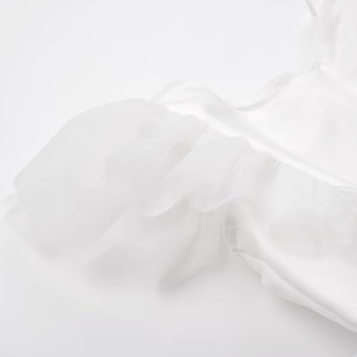 Uhnice Flower Girl Pearl Dress Flutter Sleeve A-Line Tulle Tutu for Wedding Birthday Party4