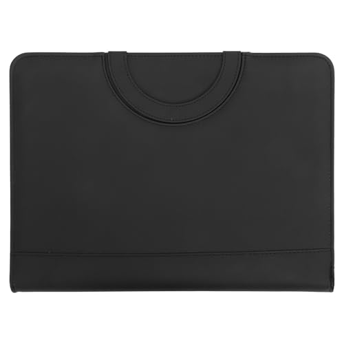 GRIRIW Bolsa de Archivos Cremallera Negra para Estudiantes y Trabajadores, Carpeta A4 Multifuncional de Pu y Metal para Proteger Documentos