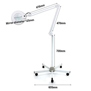 Lupa LED de 5 aumentos con soporte de luz, 5 dioptrías, lectura, manualidades, salón de belleza, 22 W, luz fría, versátil, color blanco