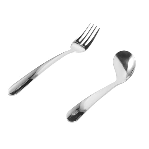 SEWOART Ergonomic Fork Spoon Set for 's Hand Angled Weighted Utensils Stainless Steel Comfortable to Hold Design