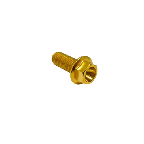 Image of RISON Titanium Flanged Hex Head Bolt M6x1.0x19mm 6AL4V Aerospace Grade 5 Gold Titanium Bolts for Motorcycle Car Modification Pack of 5