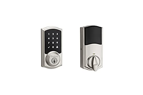 Image of Kwikset 916 Keyless Entry Touchscreen SmartCode Electronic Deadbolt Smart Lock Featuring SmartKey Security and ZigBee 3.0 Technology in Traditional Satin Nickel, Zigbee Hub Sold Separately