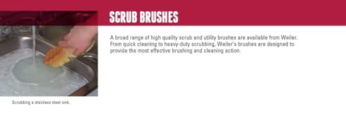 Image of Weiler 72058 8 inch Square End Scrub Brush, with Threaded Handle Hole, 1 inch Trim, White Tampico Fill (Pack of 12)