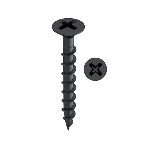 TOX Schnellbauschrauben DRY GG 4,2 x 75 mm, Schrauben schwarz phosphatiert mit Trompetenkopf + Grobgewinde, Gipskartonplatte auf Holz-Unterkonstruktion, PH2, 500 Stück, inkl. 1x Bit, 142353214275