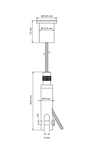Image of STAS suspension set with panel hanger (4 mm) and ceiling mount (Pack of 2x)