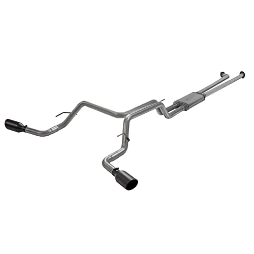 Flowmaster 718106 FlowFX Cat-Back Exhaust Kit 2.5 Inch Dual Side Exit 409 Stainless Steel 4.5 Inch Black Ceramic Stainless Tips Compatible with 2007-2009 Toyota Tundra 5.7L 2/4WD All Wheelbases