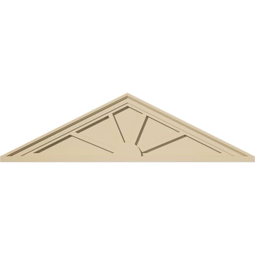 44"W x 12"H x 2"P (Pitch 6/12) Peaked Cap 4 Spoke Signature Urethane Pediment, Primed Tan