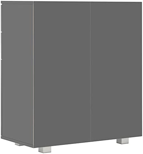 Sideboard High Gloss Grey 71x35x76 cm Chipboard +Material: Chipboard with a high gloss finish