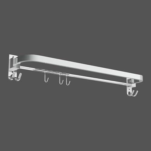 Image of JIALTO Stainless Steel Wall Mounted 24 Inch Towel Rack with 3 Hooks | Rustproof Bathroom Hangers for Clothes & Towel | Space Saving, Heavy Duty Towel Bar for Bathroom, Chrome Finish