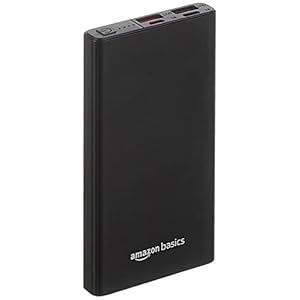 Amazon Basics 10000mAH Lithium Polymer 18W Fast Charging Power Bank | Dual Input and Triple Output Ports | Metallic Body, Black