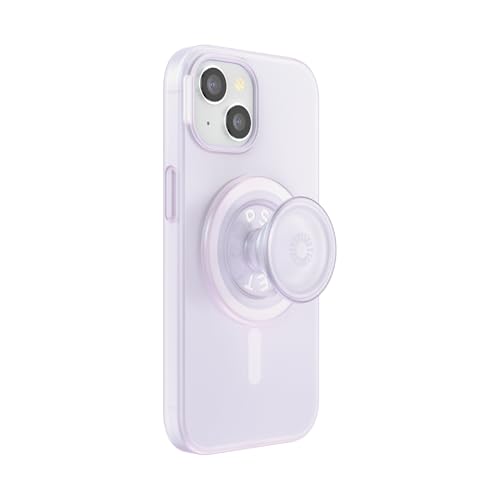 PopSockets iPhone 15 Phone Case with MagSafe Wireless Charging Compatible White - Opalescent Clear