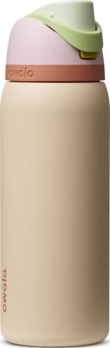 Image of Owala FreeSip Stainless Steel Water Bottle 32 oz Pink /Tan (Desert Bloom)
