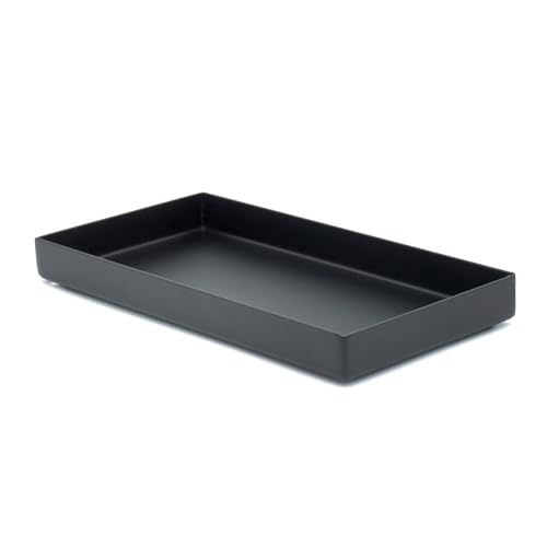 Edelstahl Dekotablett schwarz | Ablageschale für Küche und Bad, rechteckig | Deko Tablett schwarz matt | Bad Organizer, auch als Schmuckschale geeignet | Badezimmer Deko