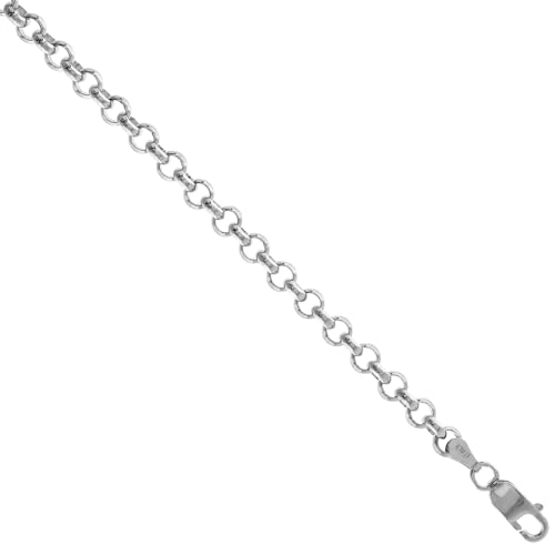 Sterling Silver Italian Rolo Chain Necklace & Bracelet 4mm Medium Thick Nickel Free sizes 7-30 inch3