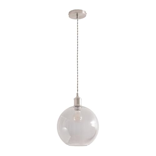 Image of ValueLights | Bellamy Smoked Glass Globe Brushed Chrome Single Ceiling Pendant Light | Pendent Light, Home Décor & Improvement Essential | Includes Full Wired Fitting