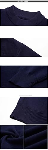 Mens Crew Neck Knit Sweater Spring Winter Solid Color Casual Warm Pullover3