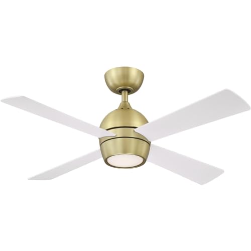 Fanimation Kwad 44 inch Indoor Ceiling Fan with LED Light Kit, Brushed Satin Brass