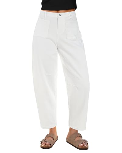 GRAPENT Womens Jeans Womens Jeans High Waisted Denim Pants for Women Western Outfit for Women Cream White Medium US Size 8-10