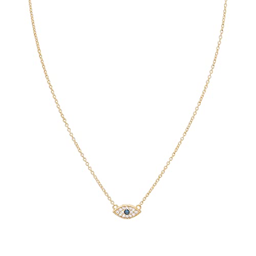 gorjana Womenâ€™s Evil Eye Pendant Necklace, Adjustable Link Chain w/ White CZ/London Blue Nanogem Talisman, 18K Gold Plated
