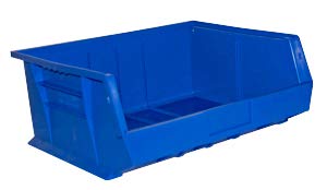 Durham PB30250-52 Copolymer Plastic Hook On Bin, 16 Width x 7 Height x 15 Depth, Blue (Pack of 6)